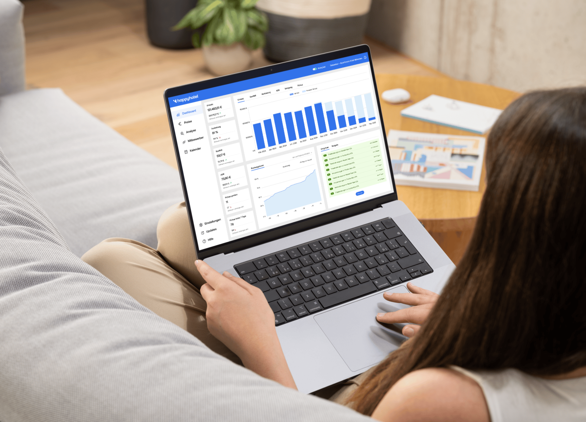 Woman working on laptop